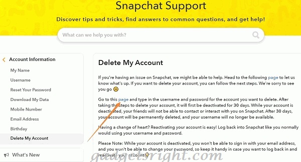 how to delete snapchat account on android