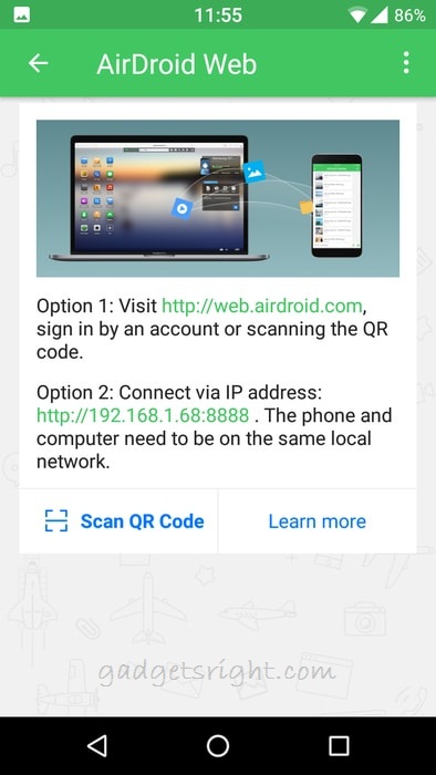 airdroid connect via separate network