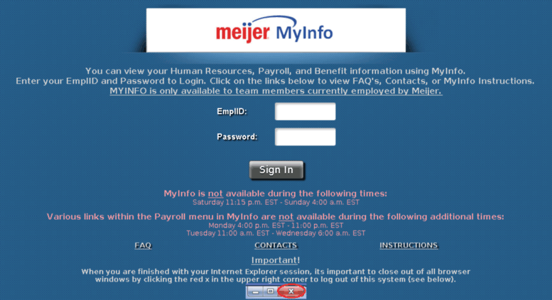 Meijer Myinfo | A portal for Meijer employees